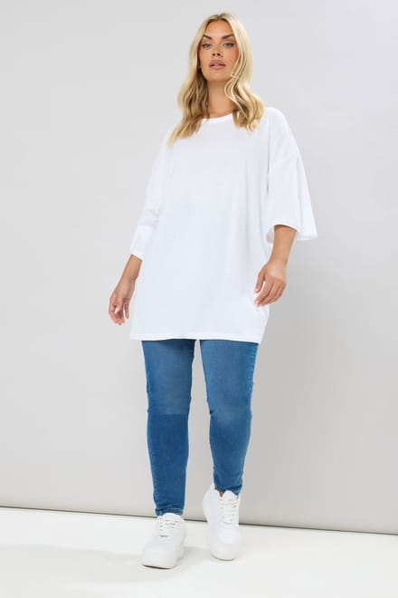 Yours Oversized Tshirt Van Katoen In Wit Size 48