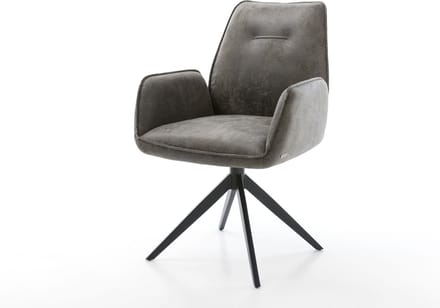 Gestoffeerde-stoel Zoa-Flex kruisframe breed zwart microvelours grijs antiek pocketveer kern