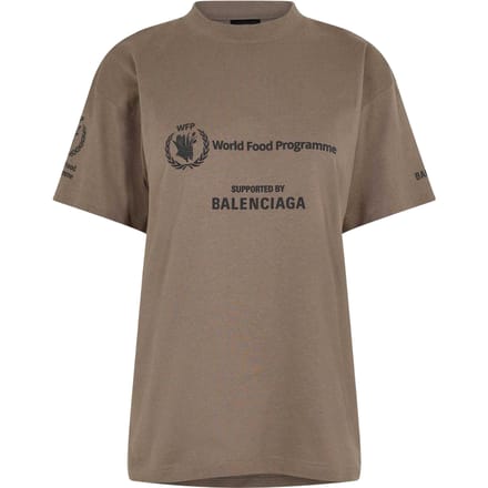 Balenciaga T-shirt voor dames van het Wereldvoedselprogramma (Taupe/Zwart)