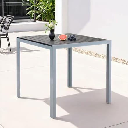 Weerbestendige vierkante tuintafel 75 x 75 cm - Modern aluminium en WPC voor buitengebruik