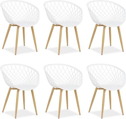 Homestyle4u Tuinstoelen - Set van 6 - Kunststof - Wit