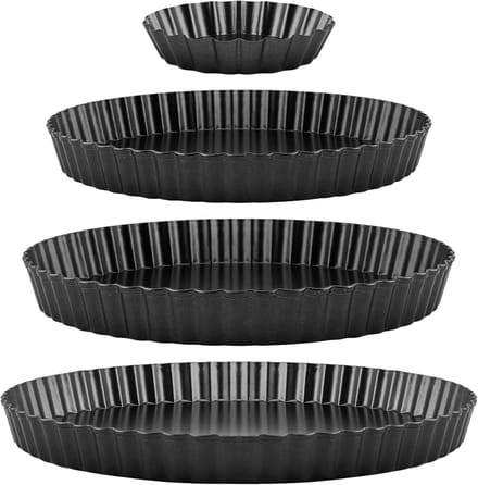 Solidchoice - Set van 4 Cakevormen met Hefbodem - Voor Quiche en Taarten