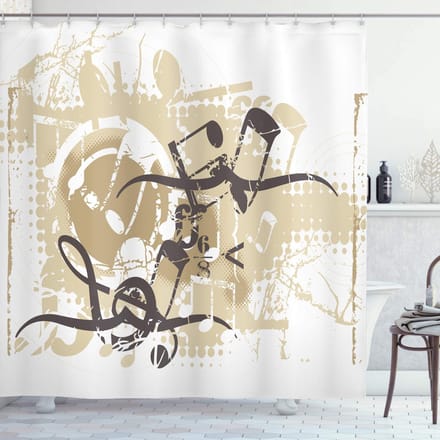 ABAKUHAUS douchegordijn – Treble Chef – 175x180 cm – Wit Seal Brown