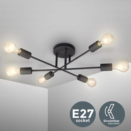B.K.Licht- Staande lamp - zwart goud - met E27 fitting