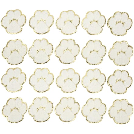 20 Pièces Patchs Thermocollants Pattes de Chat Mode Pattes de Chat Blanches à Coudre Patchs Brodés pour Sacs à Dos beige