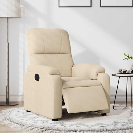 vidaXL - Fauteuil - verstelbaar - elektrisch - microvezelstof - crèmekleurig