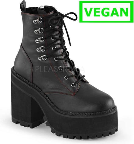 Assault-100 platform ankle boot with chunky heel and zipper matt black - (EU 37 = US 7) - Demonia
