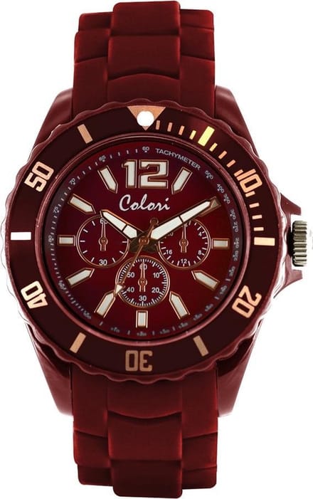 Colori Classic Chic 5 COL247 Horloge - Siliconen Band - Ø 44 mm - Rood
