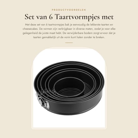 Dailygoods - Set van 6 Taartvormpjes met Verwijderbare Bodem