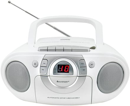 Soundmaster SCD5100WE, Boombox met FM-radio, CD- en cassettespeler, wit