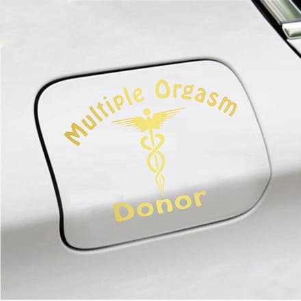Bumpersticker - Multiple Orgasm Donor - 11,1 X 14,8 - Goud
