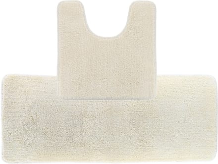 Tendance Badkamer Matten set Aquarius - creme wit - extra lang - hoogpolig - microfiber