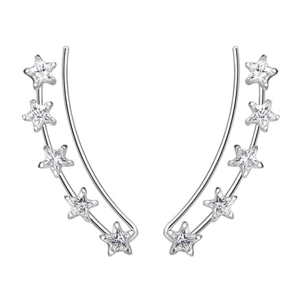 Joy|S - Zilveren ear climbers - 5 sterren - zirkonia