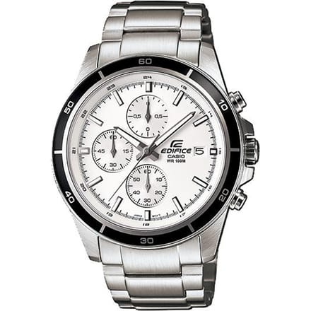 Montre analogique à quartz pour homme Casio en acier inoxydable 100M Étanche EFR-526D-7AV blanc
