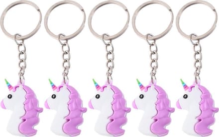 5x Paarse Unicorn Emoji Sleutelhanger