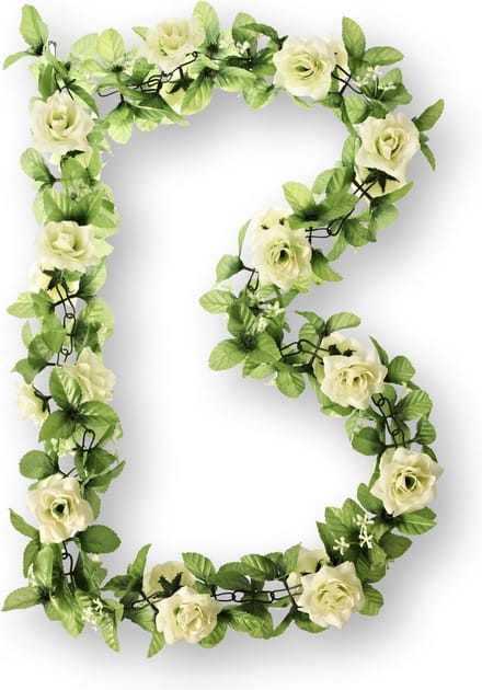 Basil Roses Flower Garland Bloemenstreng -  Met Rozen - Wit