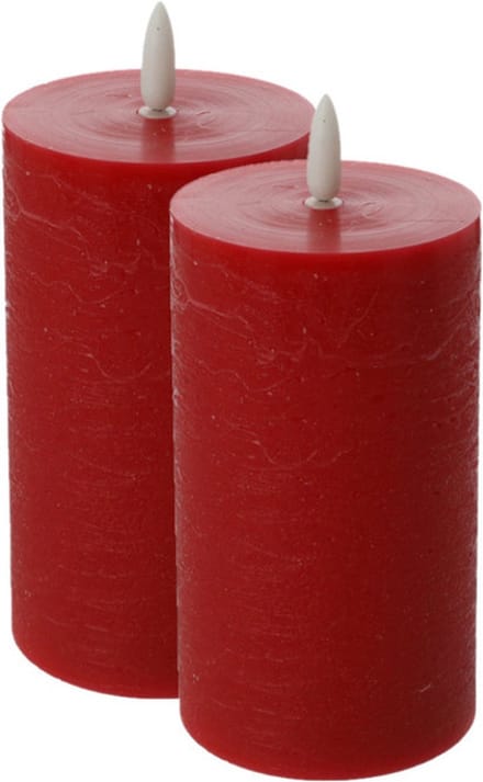 Cepewa LED kaars - 2x - rood - D7,5 x H12,5 cm -met timer