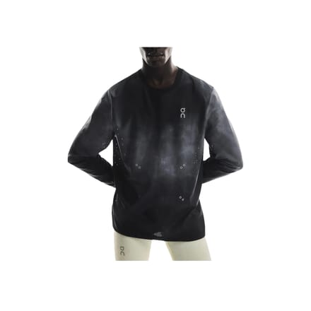 On Pace Mesh Logo Print Hardloop Sneldrogend Lange Mouw T-shirt Heren tops Zwart 1MF10730553 M black
