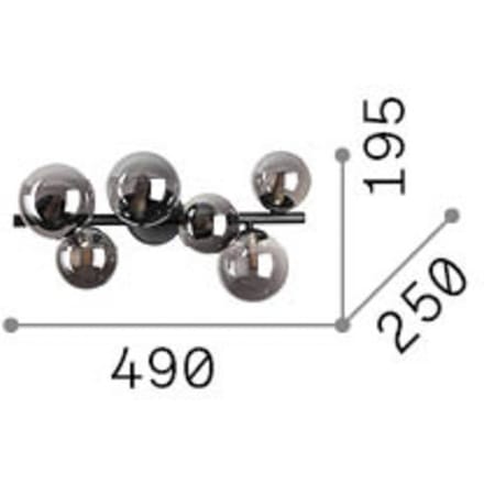 IDEAL LUX plafondlamp Perlage messing/wit, 49 cm, 6-lamps