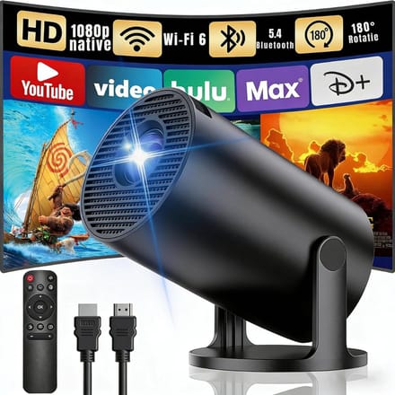 QORA® Draagbare beamer - Beamer - Projector - Mini Beamer - Zwart - 9cm x 9cm x 16cm