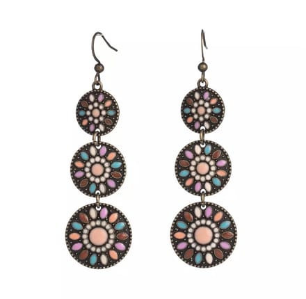 Jomide Oorhangers Vintage Boho Drop - 3 Rondjes - 1