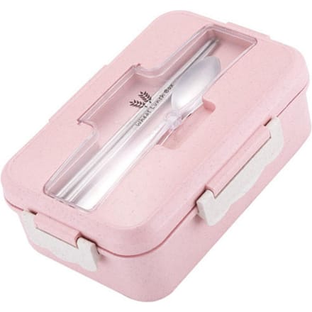 Boîte à déjeuner sûre pratique grande capacité conception à carreaux portable isolation thermique boîte à repas 1000 ml rose