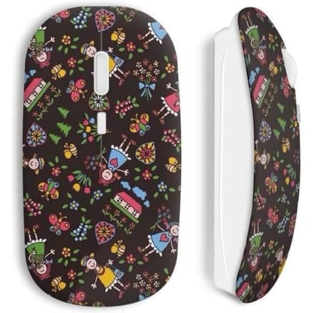 Souris sans fil - Fleurs poupée - Noir - USB - Compatible Mac et PC - WiFi