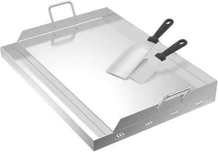 ACXIN Roestvrijstalen Grillplaat met Handvatten - 54x41x7 cm - Plancha - BBQ & Gas/Houtskool