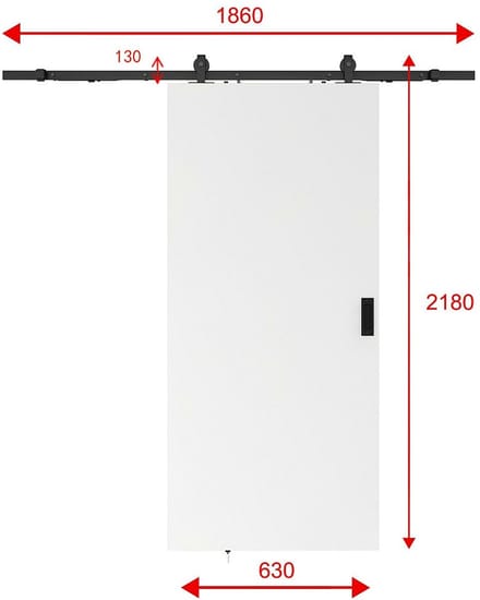Vente-unique Schuifdeur met ophangsysteem - Mdf + wit pvc - H205 x B63 cm - VARIN II