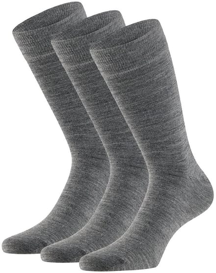 Apollo Merinowollen Sokken - 3 paar - Medium Grey Melange - Dames & Heren Sokken - Maat 39/42
