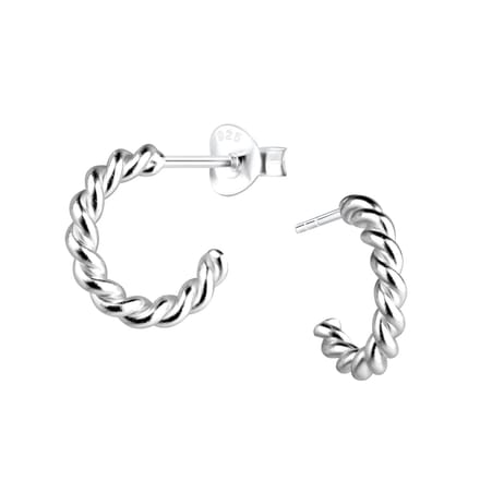Joy|S - Zilveren oorringen stud - 12 mm twisted / gedraaid - 2.5 mm dikte