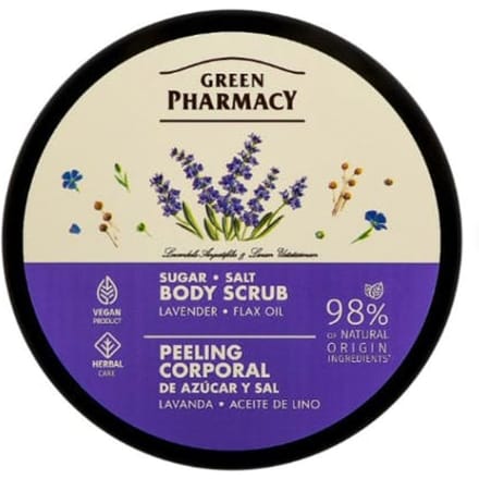 Green Pharmacy Body Scrub Lavender And Flax Oil Sugar And Salt 200 ml