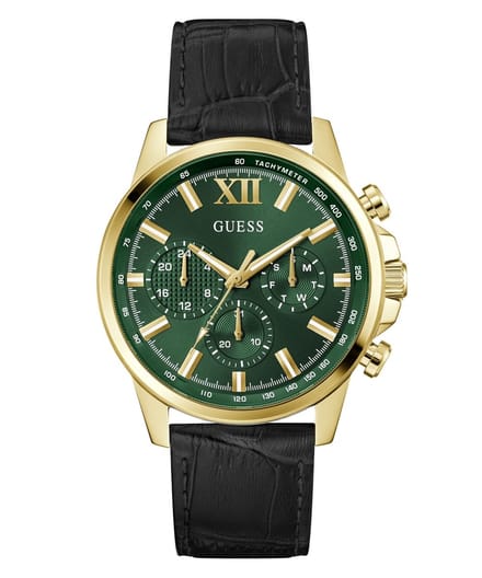 Guess Walker GW0901G4 Horloge - Leer - Zwart - Ø 44 mm