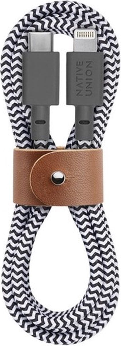 Native Union Belt Cable - Zebra - USB-C naar Lighting - 1.2M - 60W