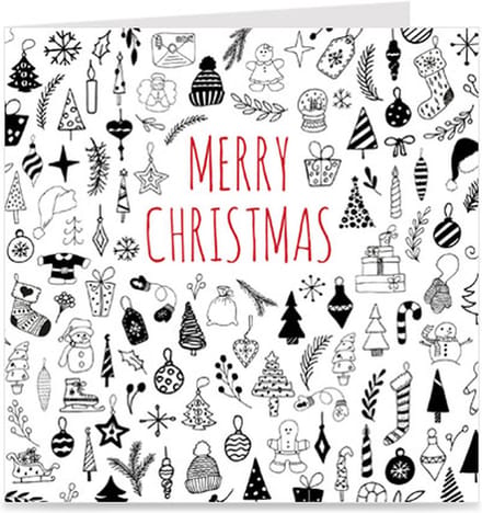 4 luxe kerstkaarten | MERRY CHRISTMAS - DOODLES | set kaarten met enveloppen | kerst | hip & modern