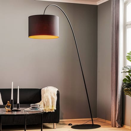 Nowodvorski Lighting Booglamp Alice met zwart-gouden kap