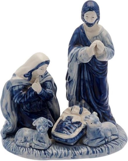 Decoratiebeeld - Holy Family - Delfts blauw - 18 cm