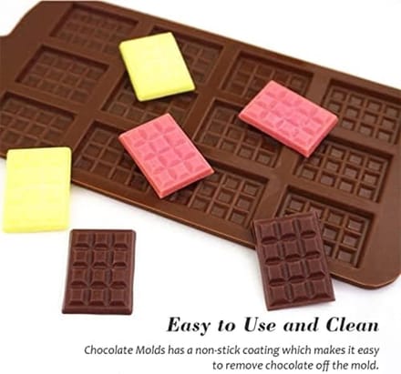 Mini Siliconen Chocoladevormen Set - 12 Holtes, Antiaanbaklaag