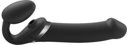 Strap-On-Me - Strapless Strap-on Vibrator Met Luchtdruk Stimulatie - Zwart - Maat XL