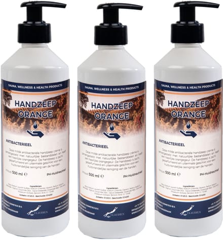 Handzeep Orange 500 ml - set van 3 stuks - met gratis pompje