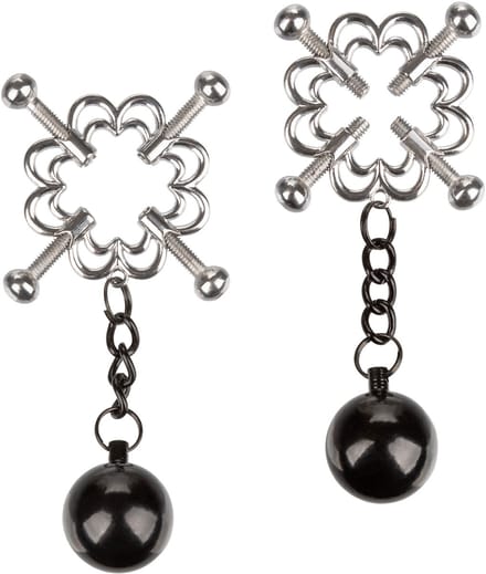 CalExotics - 4-Point Weighted Nipple Press - Bondage / SM Nipple clamps Metaal