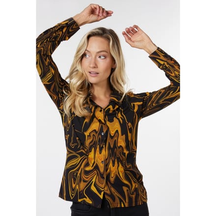 EsQualo Blouse Basic Swirl Print Print Größe: S | Longsleeves Outlet | Damen