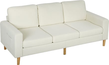 HOMCOM-3-zitsbank-192x80x84,5cm-Corduroy (100% polyester)-Beige