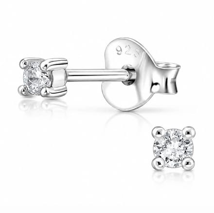 La Rosa Princesa Mini Oorknoppen Zirkonia Steentjes Zilver | 2mm