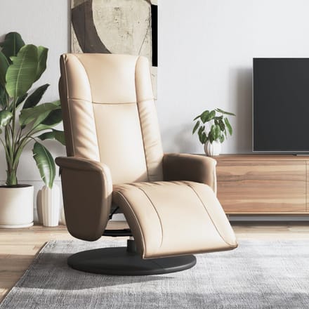 vidaXL - Fauteuil - verstelbaar - met - voetensteun - kunstleer - cappuccinokleur