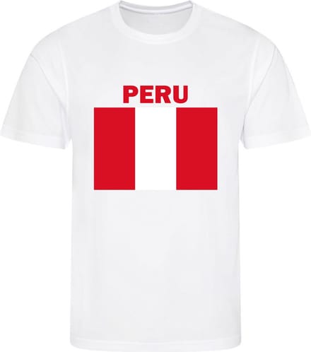 Peru - T-shirt Wit - Voetbalshirt - Maat: S - Landen shirts