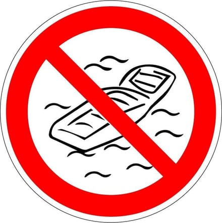 Luchtbedden verboden in zee sticker 400 mm