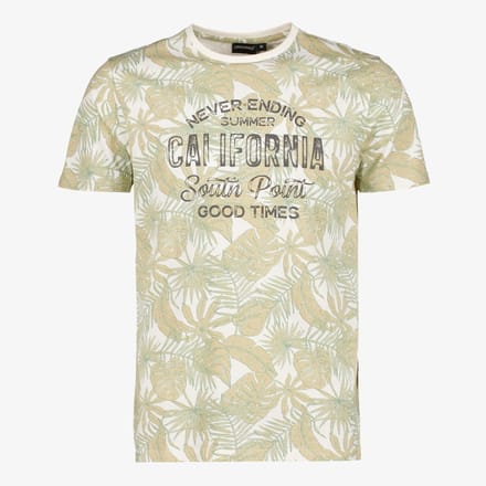 Unsigned heren T-shirt met bladerenprint groen - Maat S