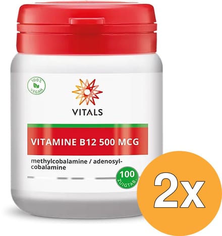 2x Vitals Vitamine B12 500 mcg (100 zuigtabletten)