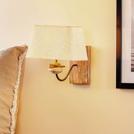 ONLI Wandlamp Seregon met steendecor en stoffen kap